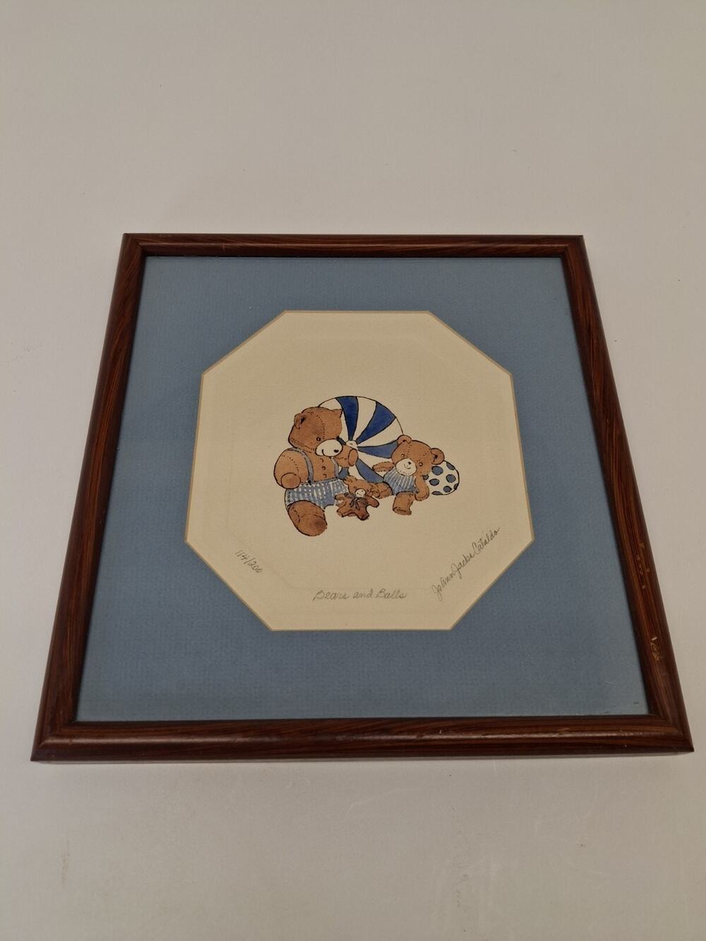 Vintage Teddy Bear Watercolor Painting Joann Jacks Cataldo Limited Edition